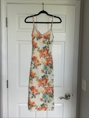 satin floral cowl flute hem slip dress Buy Boohoo Satin Floral Cowl Flute Hem Slip Dress In Gold